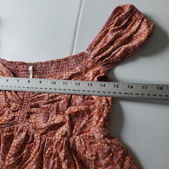 Free People Dress Womens Small Purple Pink Floral Boho Layered Milkmaid Whimsy - Picture 7 of 11